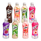 Kirin bottled drinks assortment showing latte and fruit-flavored water bottles