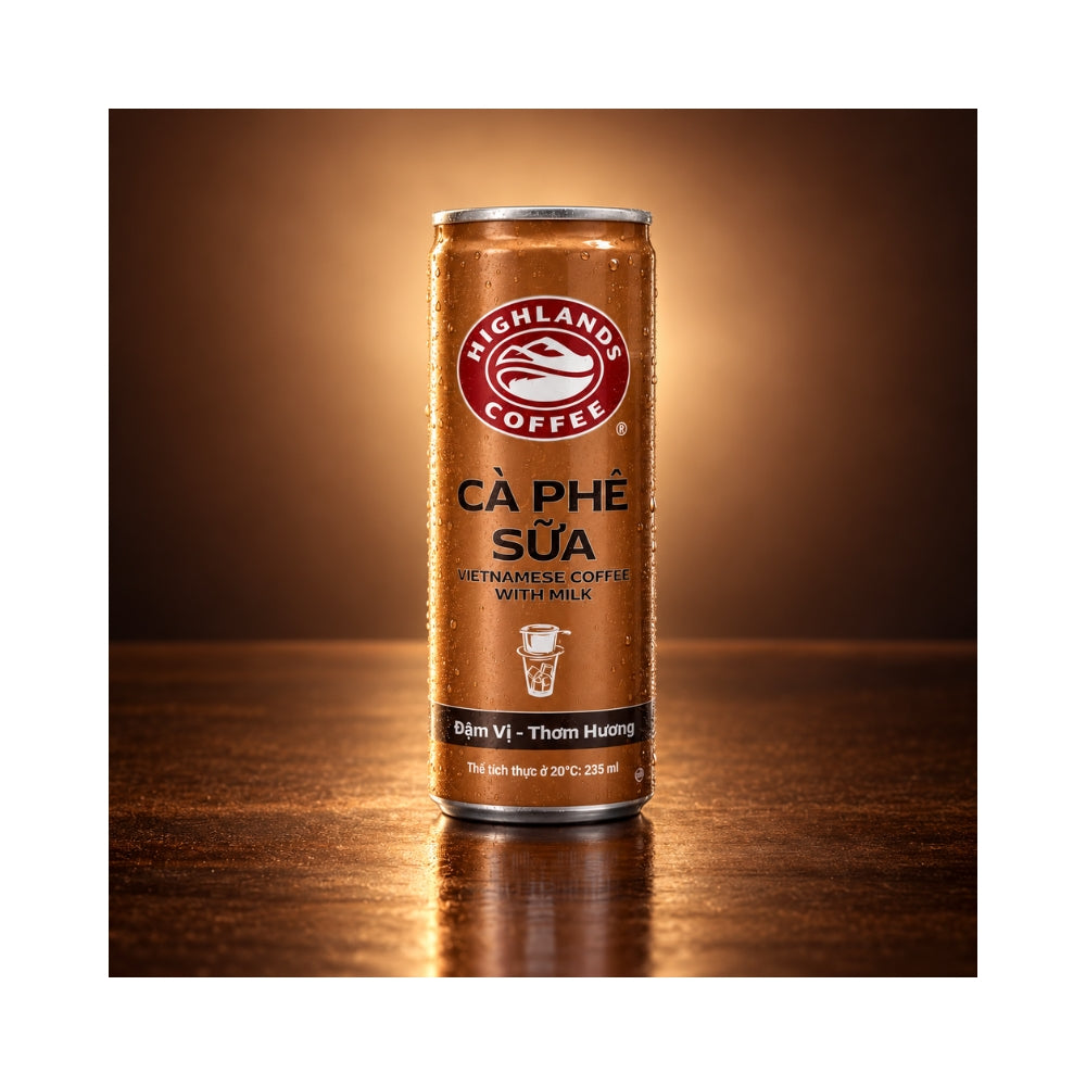 Highlands Coffee Canned Coffee with Milk, 185 ml & 235 ml
