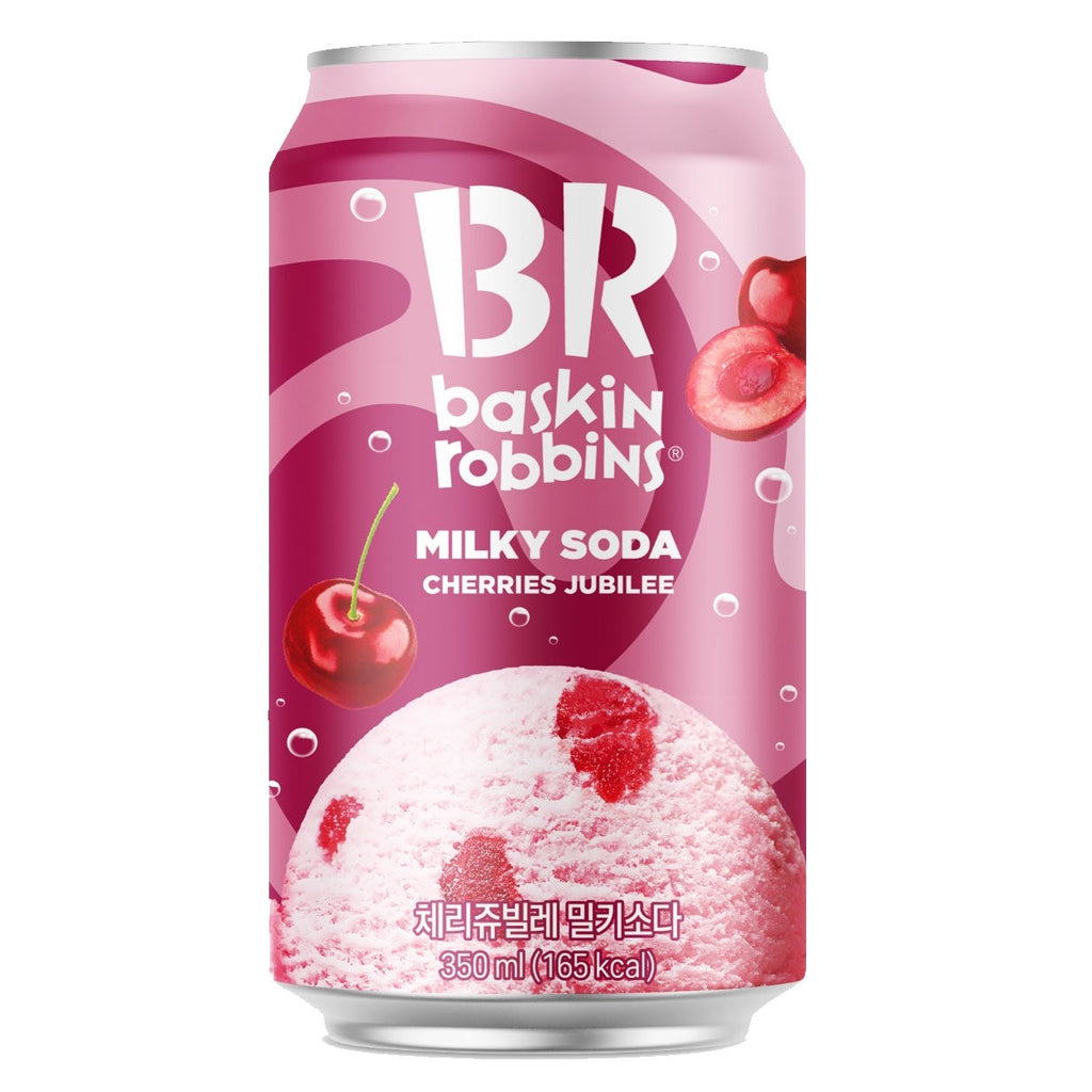 Baskin-Robbins Milky Soda Korean Canned Drink – 5-Flavor Variety Pack | Peach Yogurt, Cotton Candy, Mango Tango, Blueberry Yogurt, Cherries Jubilee (350ml)