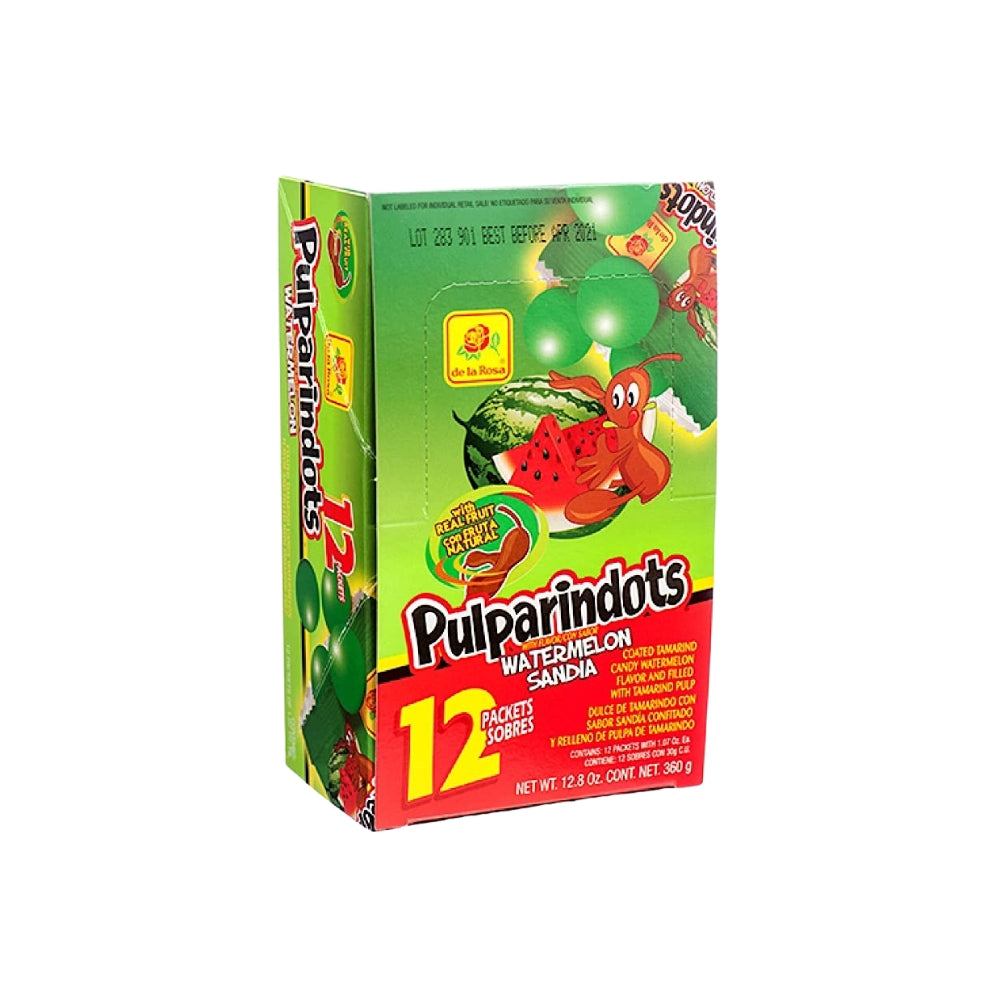 De La Rosa Pulparindots Watermelon Tamarind Candy Balls — Box of 12 Packets (360g) Main image