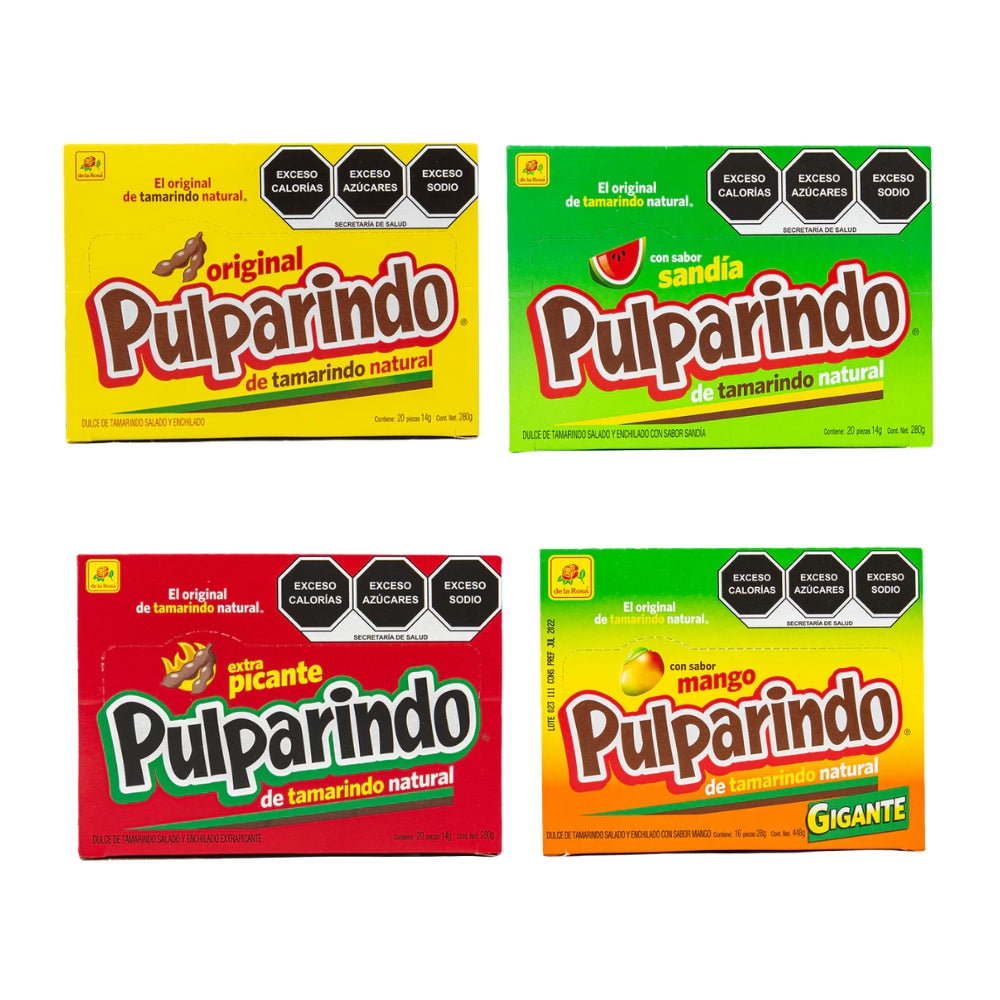 De La Rosa Pulparindo Tamarind Candy Variety Pack | Original, Watermelon, Extra Spicy & Mango Gigante Main image