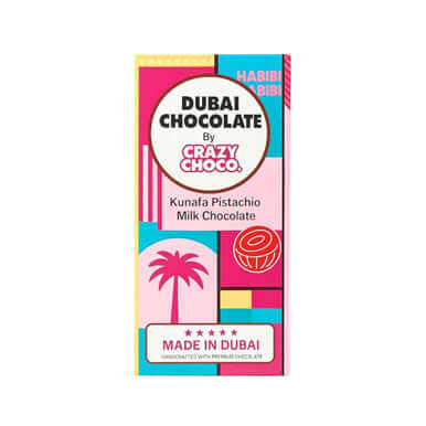 Crazy Choco Authentic Dubai Chocolate Bar 200g – Kunafa Pistachio Milk Chocolate Made in Dubai Main image