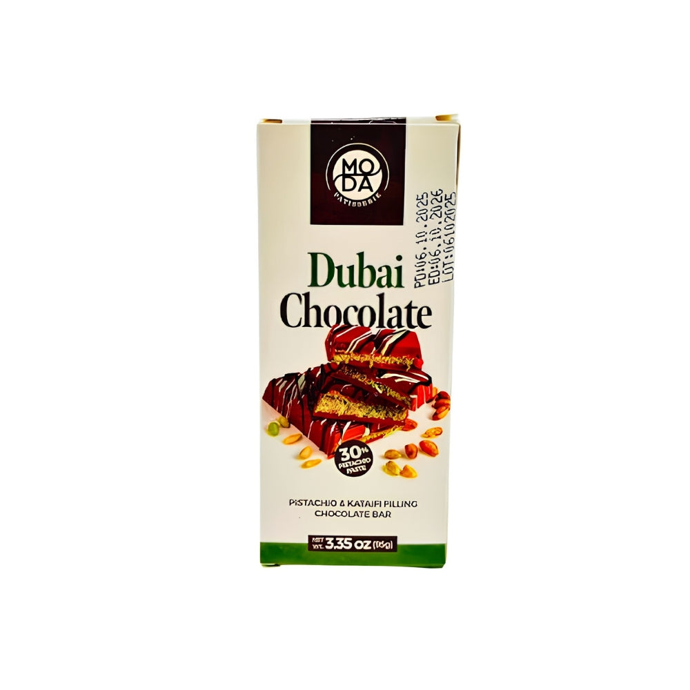 Moda Dubai Chocolate Bar with Pistachio & Kataifi Filling – 3.35 oz (95g)