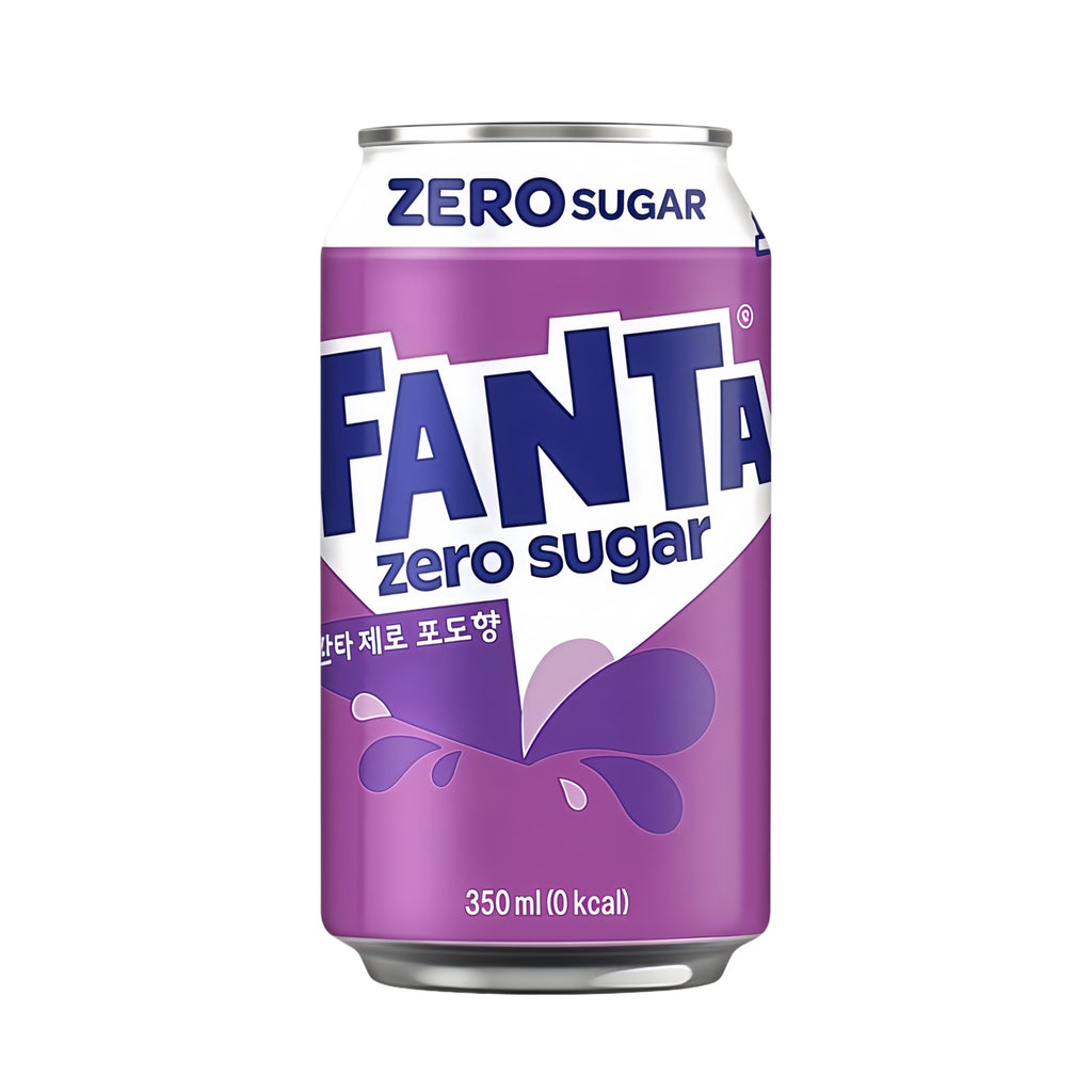 Fanta Korean Import Soda Cans – 5-Flavor Variety Pack | Pineapple Zero, Peach Zero, Melon, Grape Zero & Grape | 350ml Each