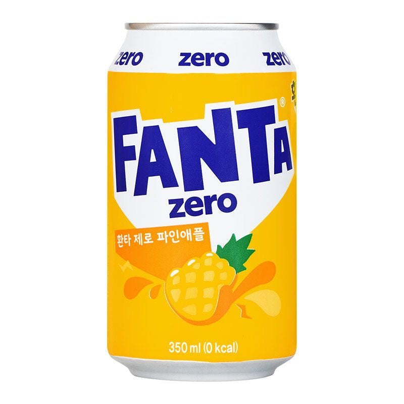 Fanta Korean Import Soda Cans – 5-Flavor Variety Pack | Pineapple Zero, Peach Zero, Melon, Grape Zero & Grape | 350ml Each
