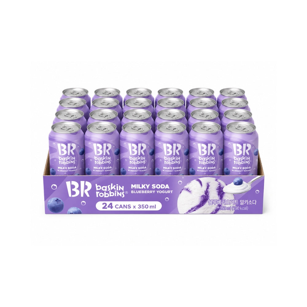 Baskin-Robbins Milky Soda Korean Canned Drink 24 Pack | Peach Yogurt, Cotton Candy, Mango Tango, Blueberry Yogurt, Cherries Jubilee (350ml) Secondary image