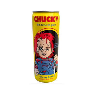 Chucky It's Time to Play Chilling Citrus Energy Drink 12oz – Official Horror Licensed Can