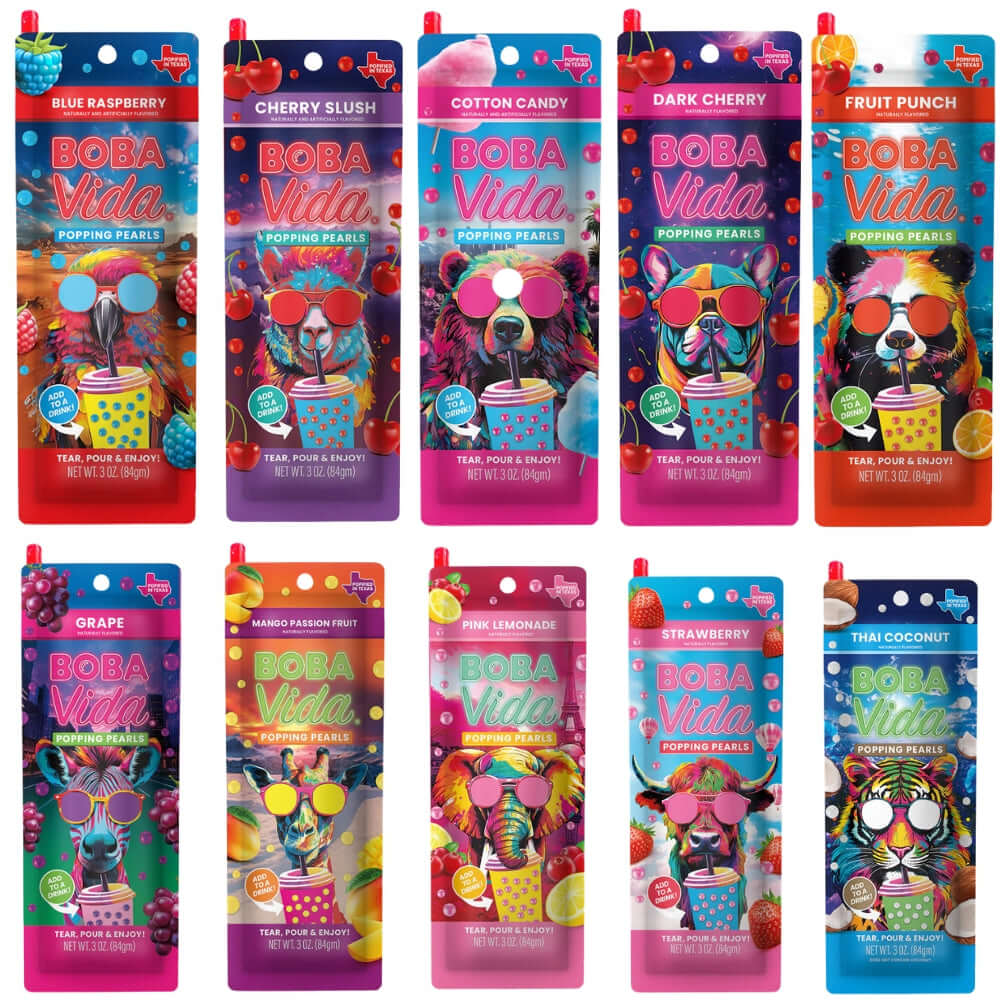 Boba Vida Popping Pearls 3oz – 10-Flavor Variety Pack