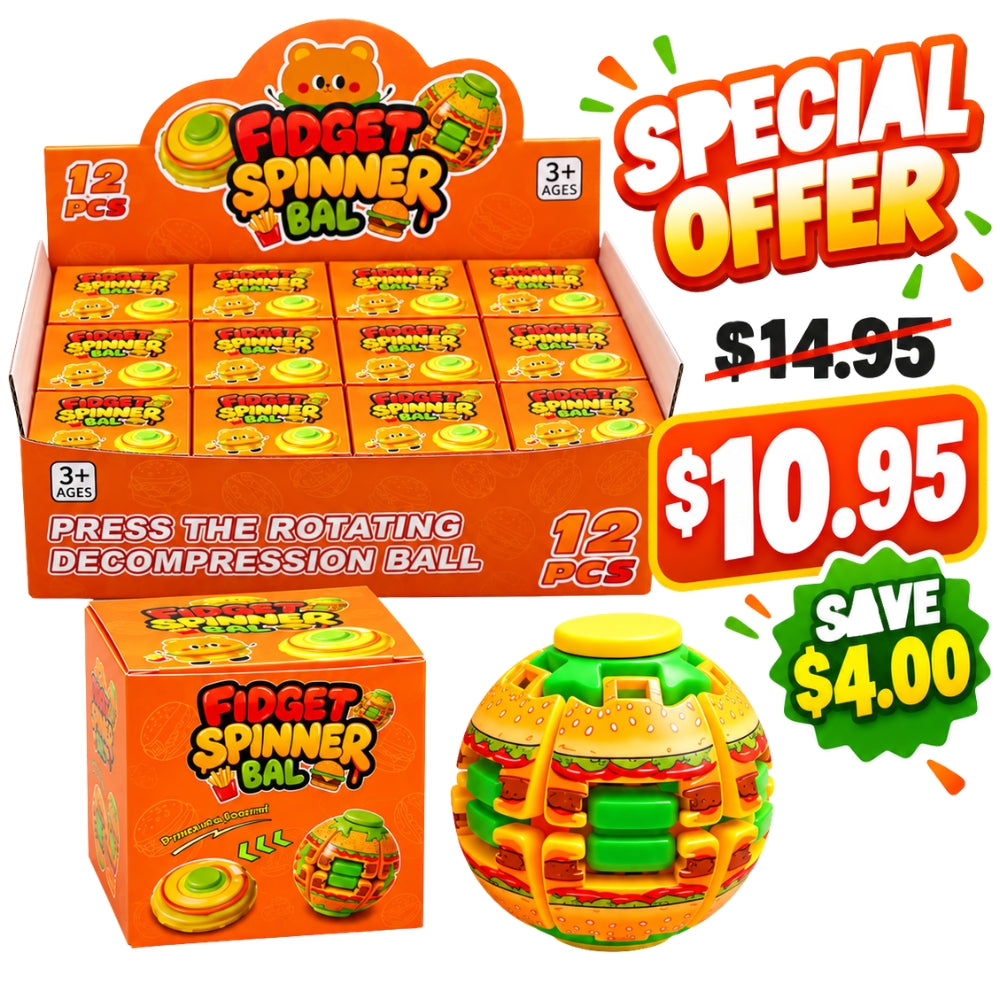 Burger Fidget Spinner Ball – 12-Piece Display Box Main image
