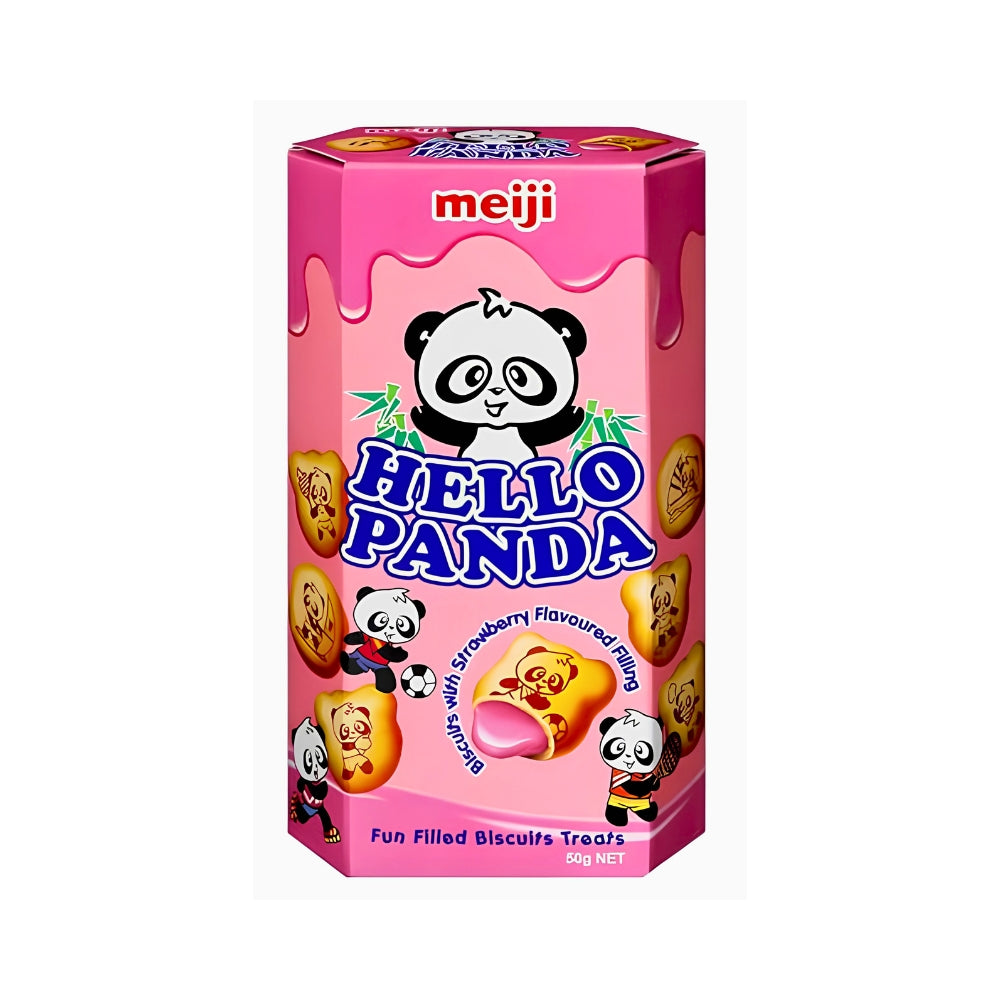 Meiji Hello Panda Strawberry Cream Filled Biscuits 50g Main image