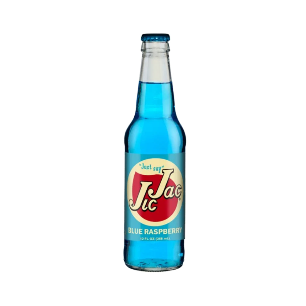 Jic Jac Blue Raspberry Soda — 12 fl oz Glass Bottle