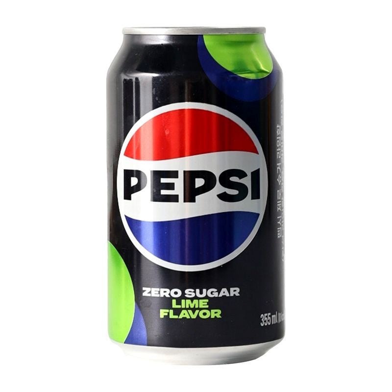 Pepsi Zero Sugar Korean Import Cans — Peach & Lime Flavors | 355ml | 2-Pack