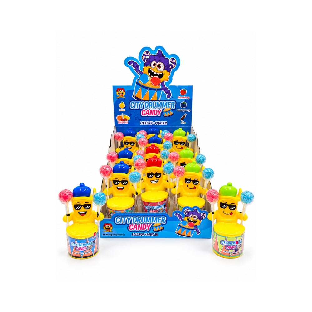 City Drummer Candy Toys 12-Count Display | Sour City Main image
