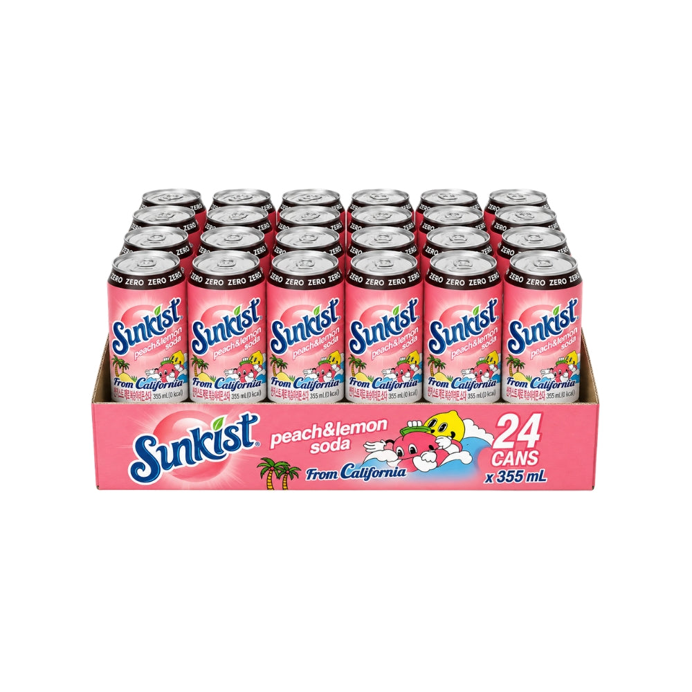 Sunkist Zero Peach & Lemon Soda 355ml | 24-Can Case | Korean Import Main image