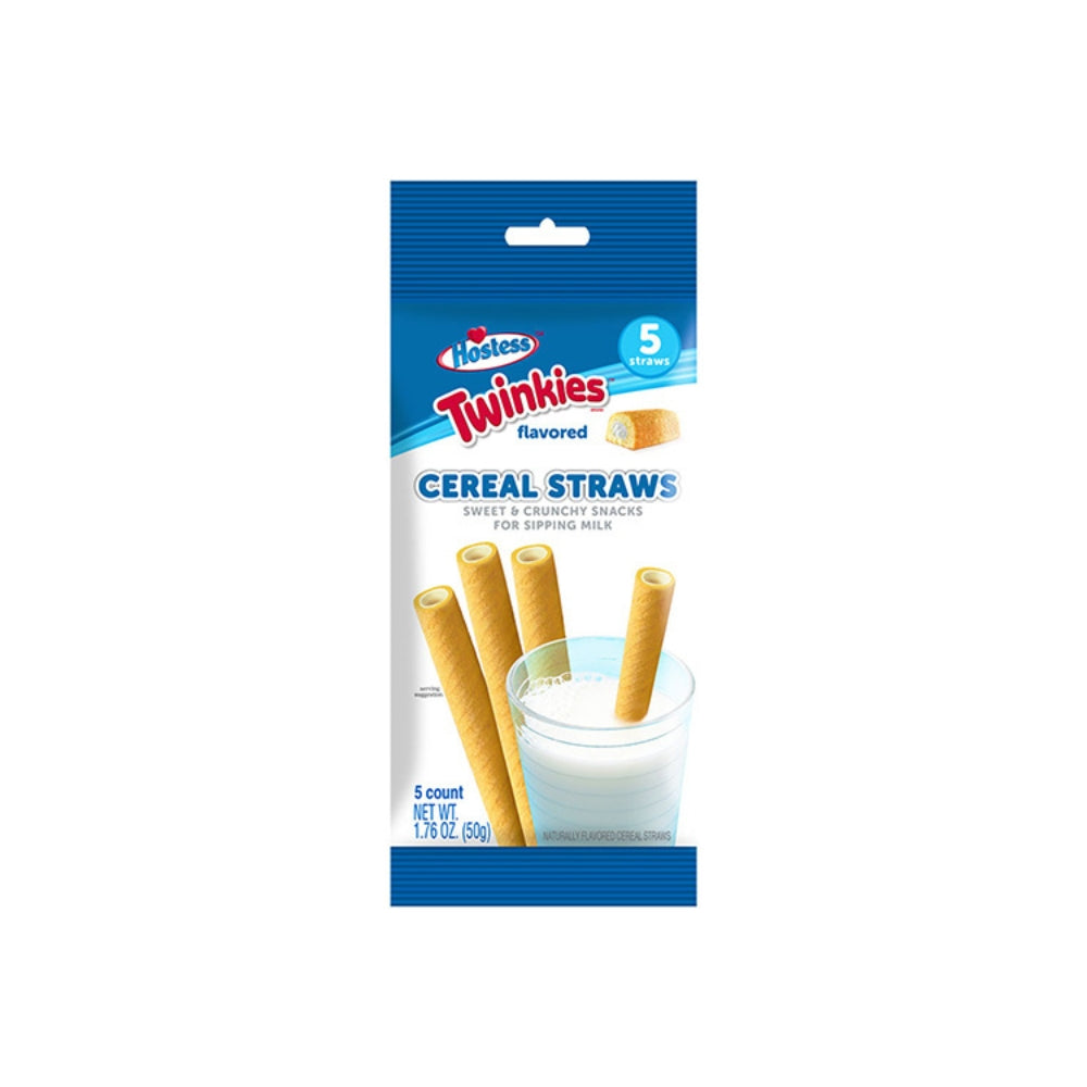 Hostess Twinkies Flavored Cereal Straws 1.76oz – 5 Count Sweet Crunchy Milk Sipping Straws
