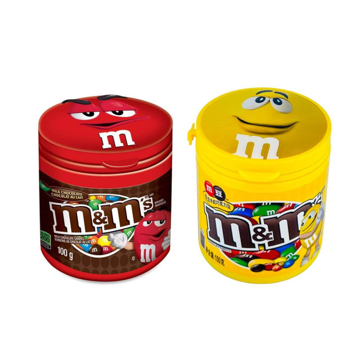 M&M's Red & Yellow Character Face Collectible Jars 100g – Canadian Milk Chocolate & Chinese Peanut Editions Main image